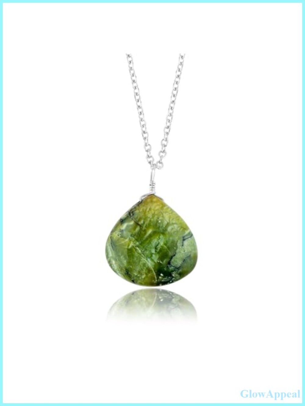Natural Green Opal Pendant Necklace 925 Sterling Silver Chain Dainty